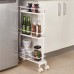 3 Layers Movable Gap Storage Rack Slim Slide Tower Assemble Bathroom Kitchen Shelf with Wheels Space Saving Organizer