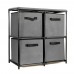 Foldable Storage Cabinet Multi  Layer Combination Cloth Unit Drawer Rack Closet Clothes Books Files Shelf Organizer with 4 Storage Bins