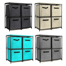 Foldable Storage Cabinet Multi  Layer Combination Cloth Unit Drawer Rack Closet Clothes Books Files Shelf Organizer with 4 Storage Bins