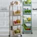 3 Layers Movable Kitchen Storage Rack with Wheels Vegetable Fruit Basket Kitchen Organizer Multi  functional Storage Shelf