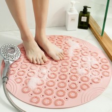 Bathroom Anti  slip Round Mat Suction Cup Massage Foot Pad  Pink