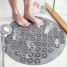 Bathroom Anti  slip Round Mat Suction Cup Massage Foot Pad  Gray