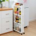 4 Layers Kitchen Storage Rack Slim Slide Tower Movable Assemble Plastic Bathroom Shelf Wheels Space Saving Organizer