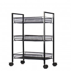 3 4 Layers Movable Shelf Kitchen Organizer Iron Storage Baskets Removable Holder with Universal Wheel Trolley for Kitchen Bathroom Bedroom