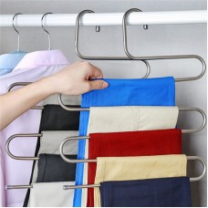 S Type Clothes Pants Trouser Hanger Multi Layers Storage Rack Closet Space Saver Stainless Steel